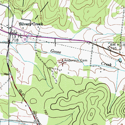 Topographic Map of Anderson Cemetery, TN