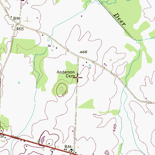 Topographic Map of Anderson Cemetery, TN