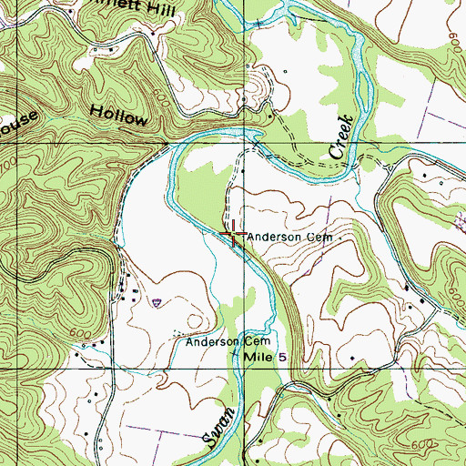 Topographic Map of Anderson Cemetery, TN