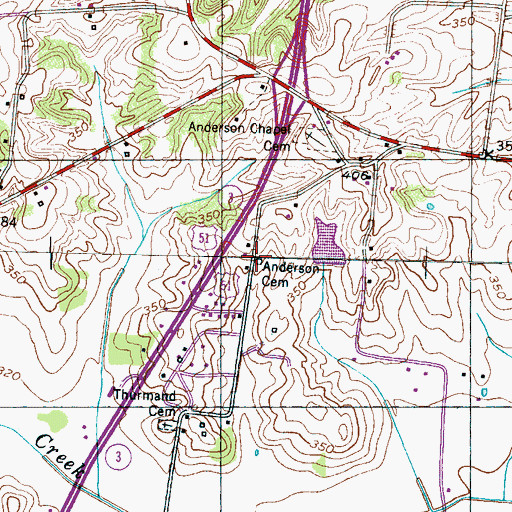 Topographic Map of Anderson Cemetery, TN