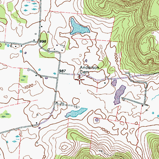 Topographic Map of Anderson Cemetery, TN