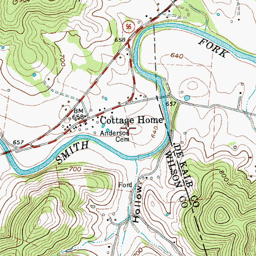 Topographic Map of Anderson Cemetery, TN