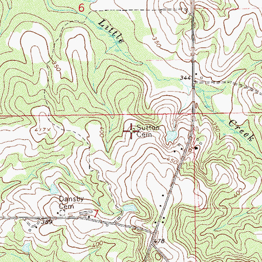 Topographic Map of Sutton Cemetery, AL