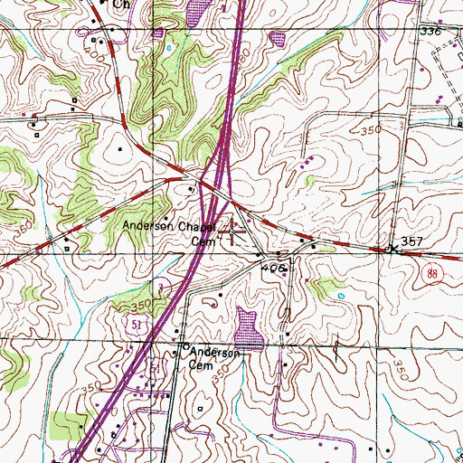 Topographic Map of Anderson Chapel Cemetery, TN
