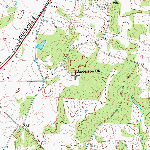 Topographic Map of Anderson Church, TN
