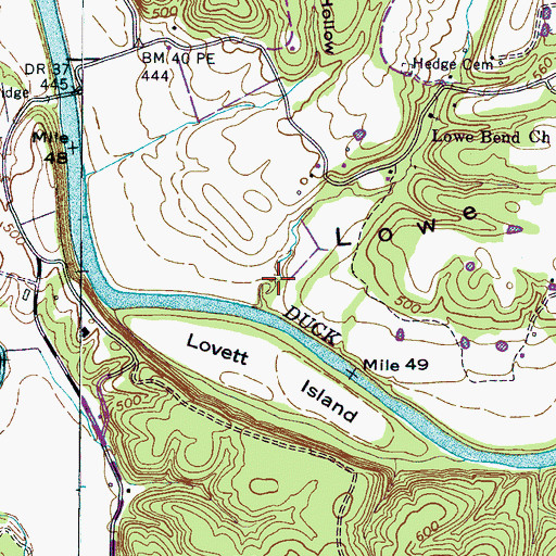 Topographic Map of Anderson Hollow, TN