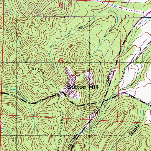 Topographic Map of Sutton Hill, AL