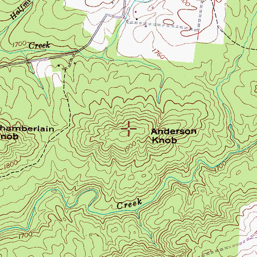 Topographic Map of Anderson Knob, TN