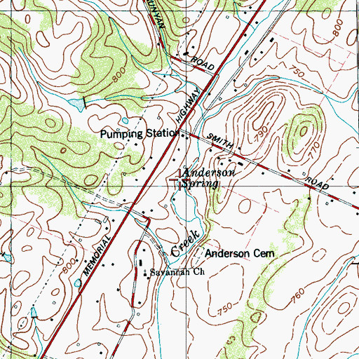 Topographic Map of Anderson Spring, TN