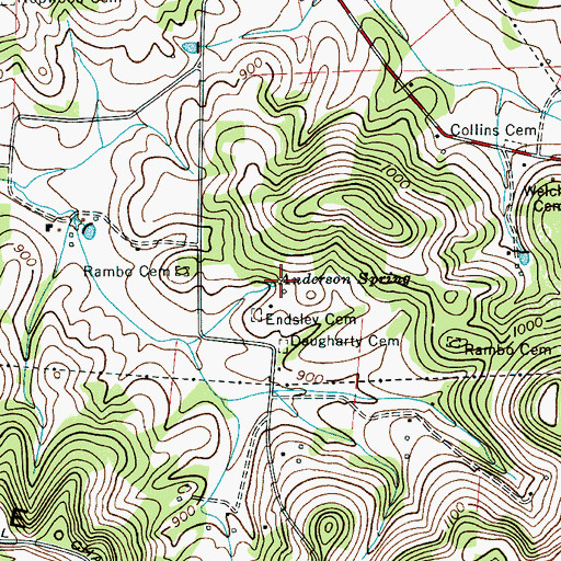 Topographic Map of Anderson Spring, TN