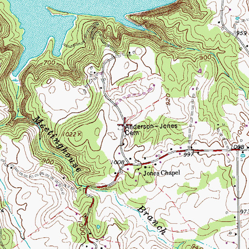 Topographic Map of Anderson-Jones Cemetery, TN