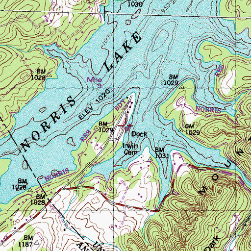 Topographic Map of Andersonville Dock, TN
