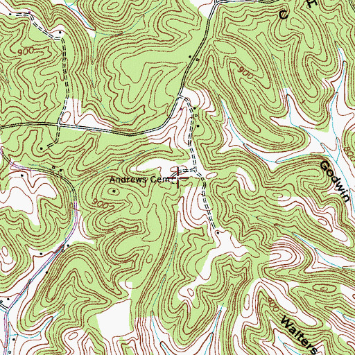 Topographic Map of Andrews Cemetery, TN