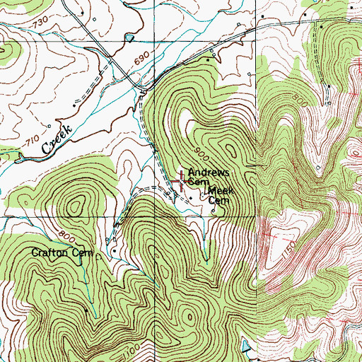 Topographic Map of Andrews Cemetery, TN
