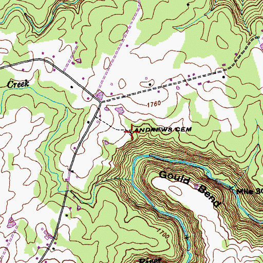 Topographic Map of Andrews Cemetery, TN