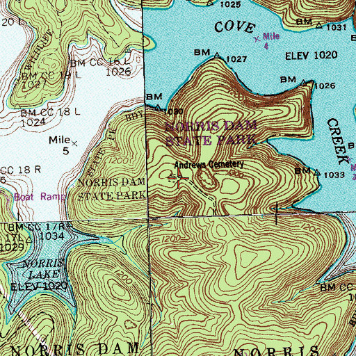 Topographic Map of Andrews Cemetery, TN