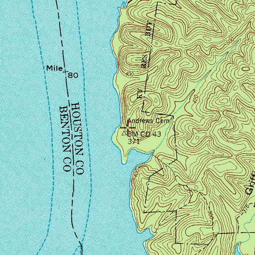 Topographic Map of Andrews Cemetery, TN