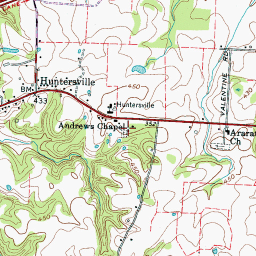 Topographic Map of Andrews Chapel, TN