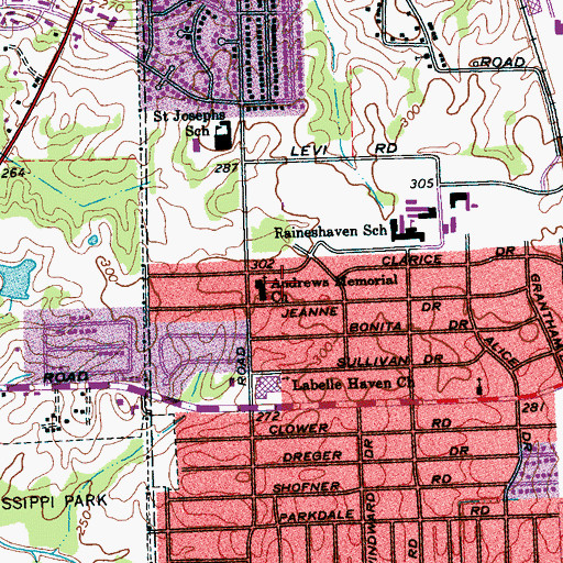 Topographic Map of Andrews Memorial Church, TN