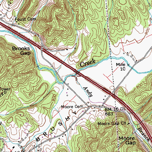 Topographic Map of Andy Branch, TN