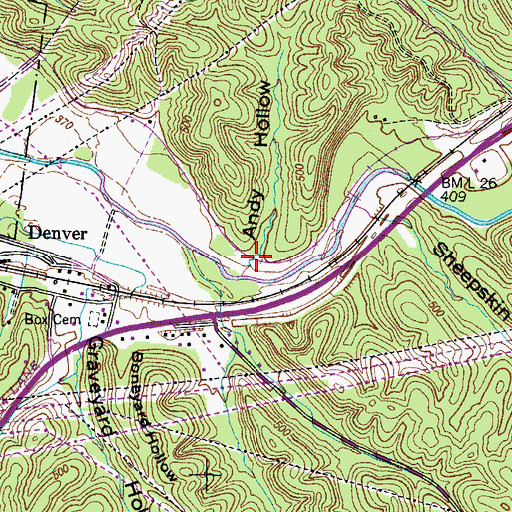 Topographic Map of Andy Hollow, TN