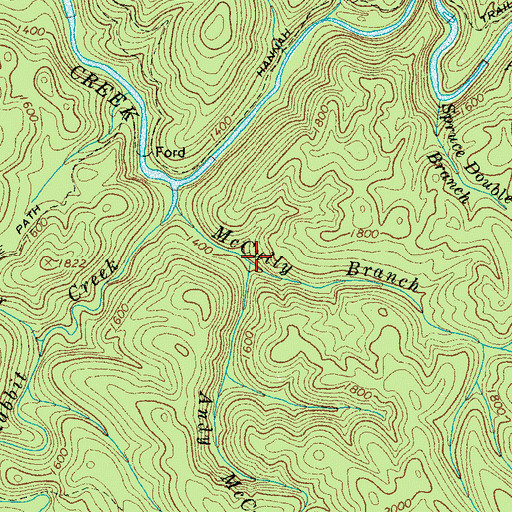 Topographic Map of Andy McCully Branch, TN