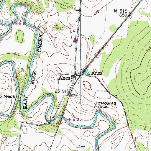Topographic Map of Anes, TN