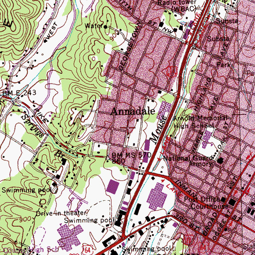 Topographic Map of Annadale, TN