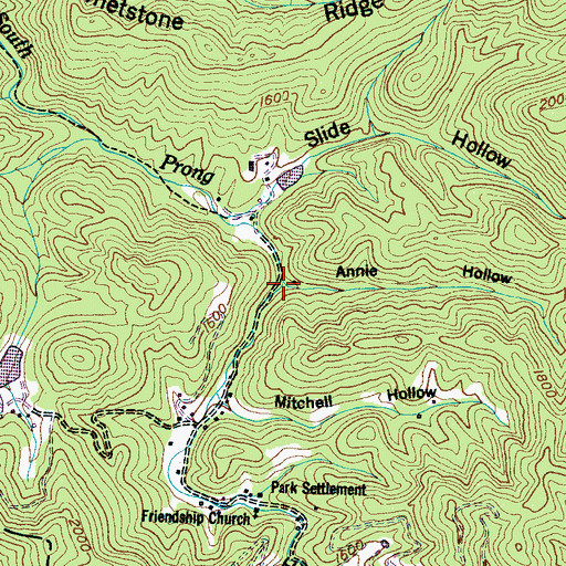 Topographic Map of Annie Hollow, TN