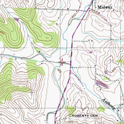 Topographic Map of Anthony Branch, TN