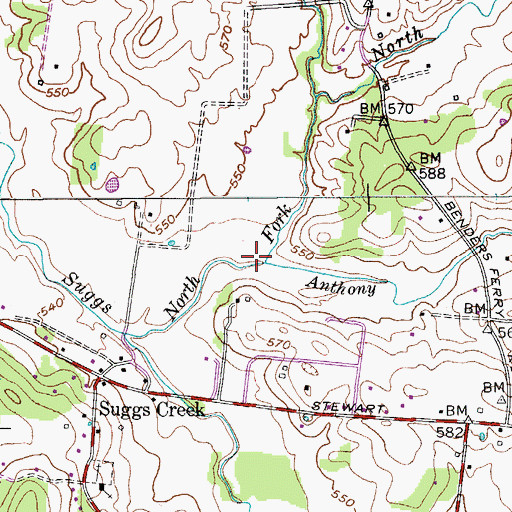 Topographic Map of Anthony Branch, TN
