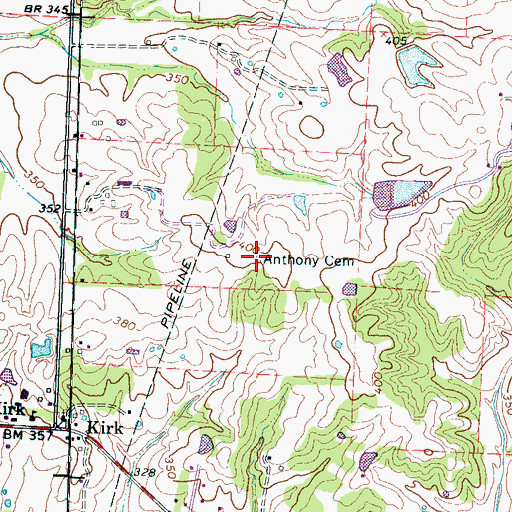 Topographic Map of Anthony Cemetery, TN