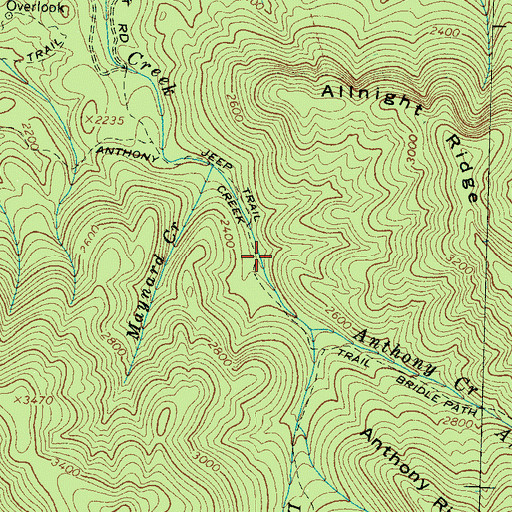 Topographic Map of Anthony Creek Trail, TN