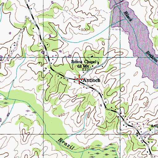 Topographic Map of Antioch, TN