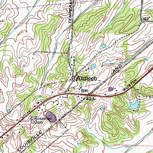 Topographic Map of Antioch, TN