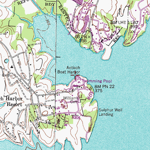 Topographic Map of Antioch Boat Harbor, TN