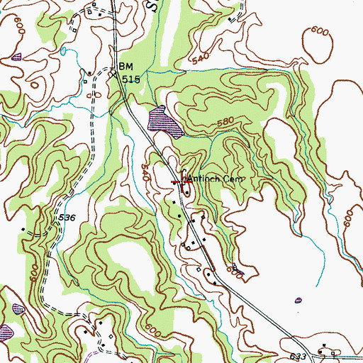 Topographic Map of Antioch Cemetery, TN