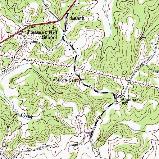 Topographic Map of Antioch Cemetery, TN