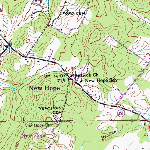 Topographic Map of Antioch Church, TN