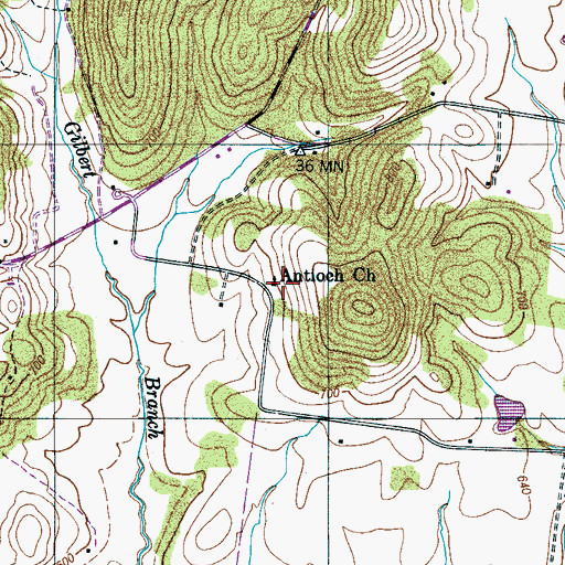 Topographic Map of Antioch Church, TN