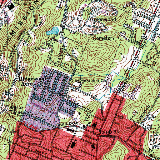 Topographic Map of Antioch Church, TN