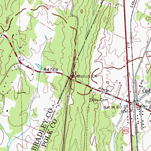 Topographic Map of Antioch Church, TN