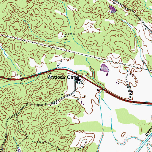 Topographic Map of Antioch Church, TN