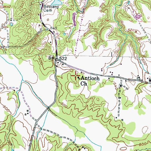 Topographic Map of Antioch Church, TN