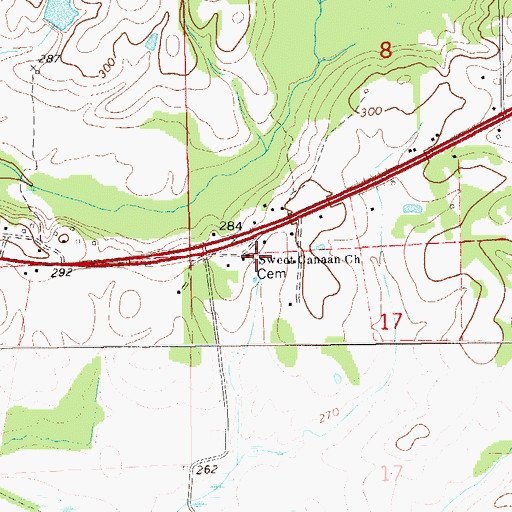 Topographic Map of Sweet Canaan Church, AL