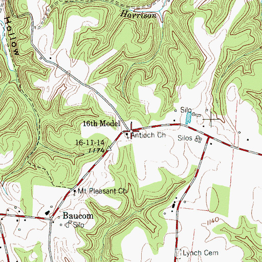 Topographic Map of Antioch Church, TN