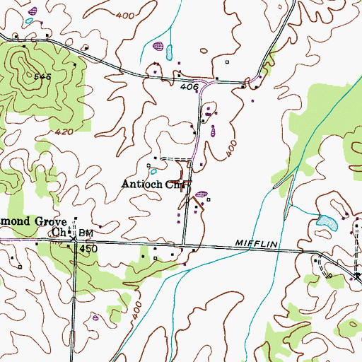 Topographic Map of Antioch Church, TN