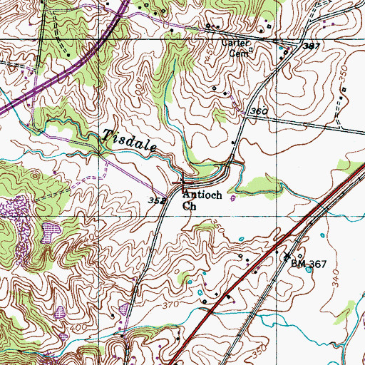 Topographic Map of Antioch Church, TN