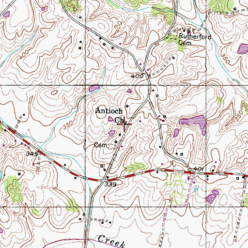 Topographic Map of Antioch Church, TN