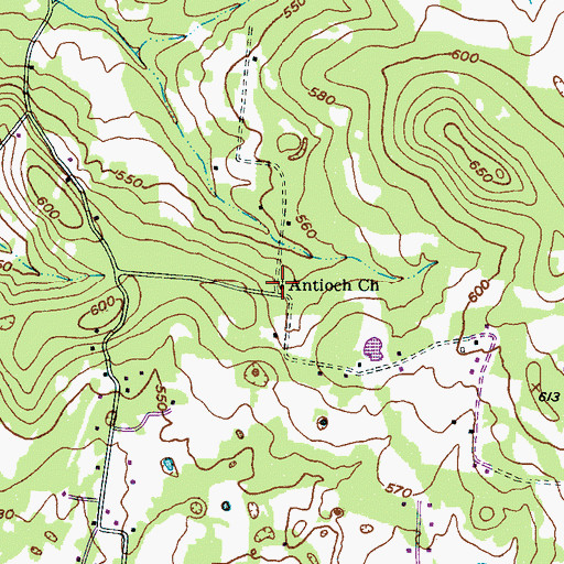 Topographic Map of Antioch Church, TN